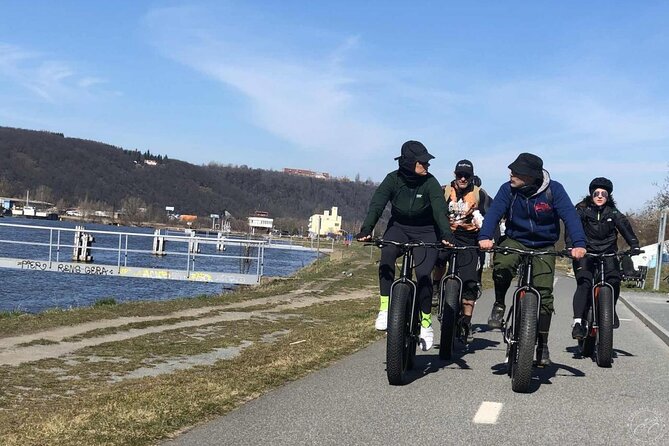 FAT TIRE E-BIKE GREAT TOUR - river, parks & panoramic views tour - Charles Bridge with Statues, A Classic Stop Done Properly