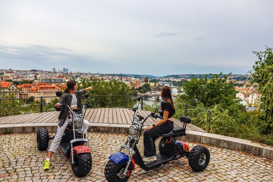 Grand City Tour on Electric Trike in Prague - Live Guided - Petrin Hill and Petrin Park viewpoint time for photos