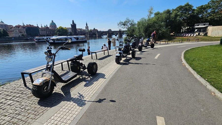 Heart of Prague tour on Tricycle electric scooter - John Lennon Wall and Kampa Island: Prague’s art meets calm river bends
