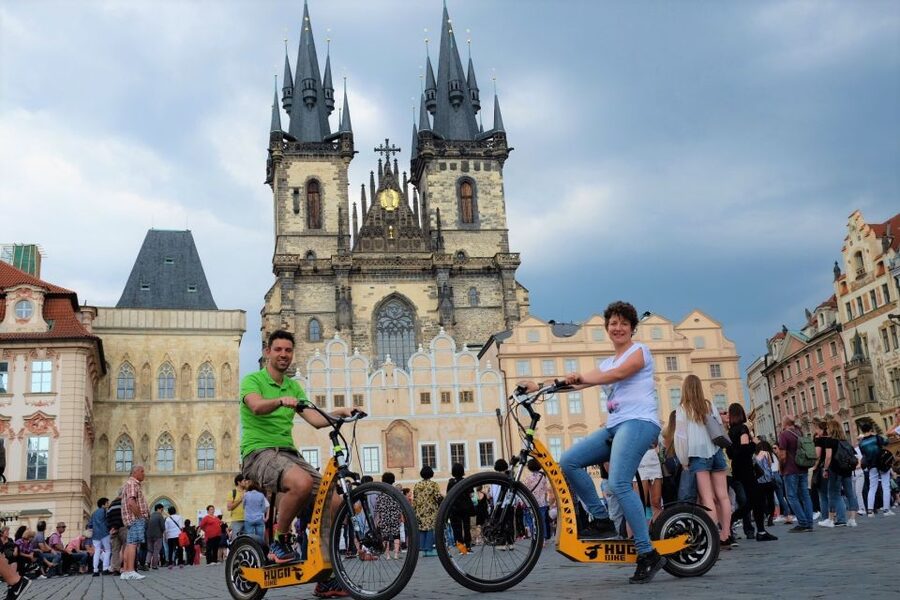 Prague: 2-Hour Old District & Riverside E-Scooter Tour - Pedaling Up Petřín Hill and the Petřín Tower View Loop