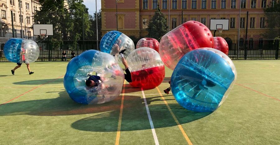 Prague: Bubbles football in city centre of Prague - Finding the Meeting Point: The Brown Gate Trick