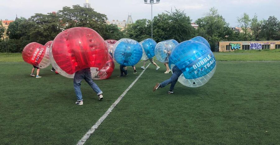 Prague: Bubbles football - Zorb Football in centrum - Zorb bubble football on a central Prague field