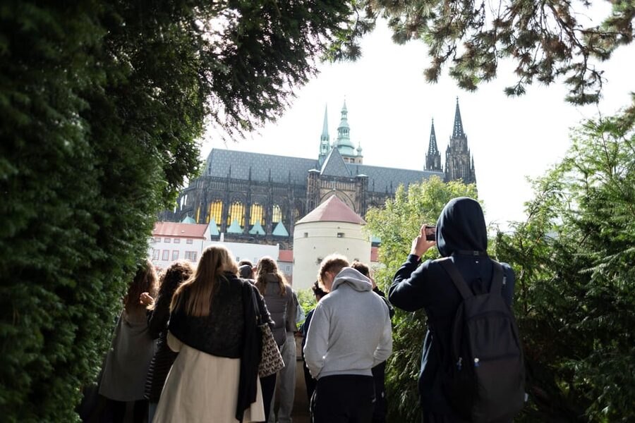 Prague Castle Interiors, Bus Tour and Vltava River Cruise - St. George’s Basilica: Frescoes, the Double Staircase, and St. Ludmila