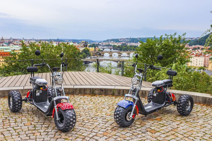 Prague City sightseeing in Night Trike Tour - Letná Park, the Giant Metronome, and viewpoint time