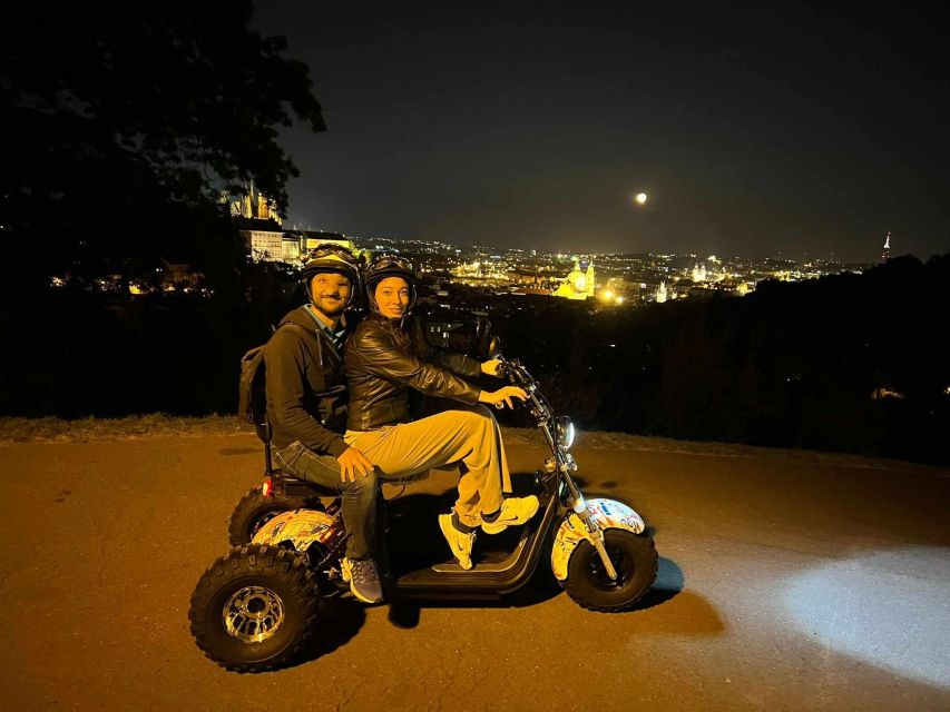 Prague City sightseeing in Night Trike Tour - John Lennon Wall, Charles Bridge view, and quick hits that land