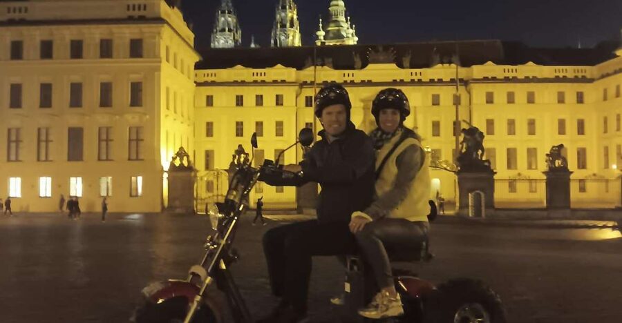 Prague City sightseeing in Night Trike Tour - Pařížská Street and Old Town Square to close the loop