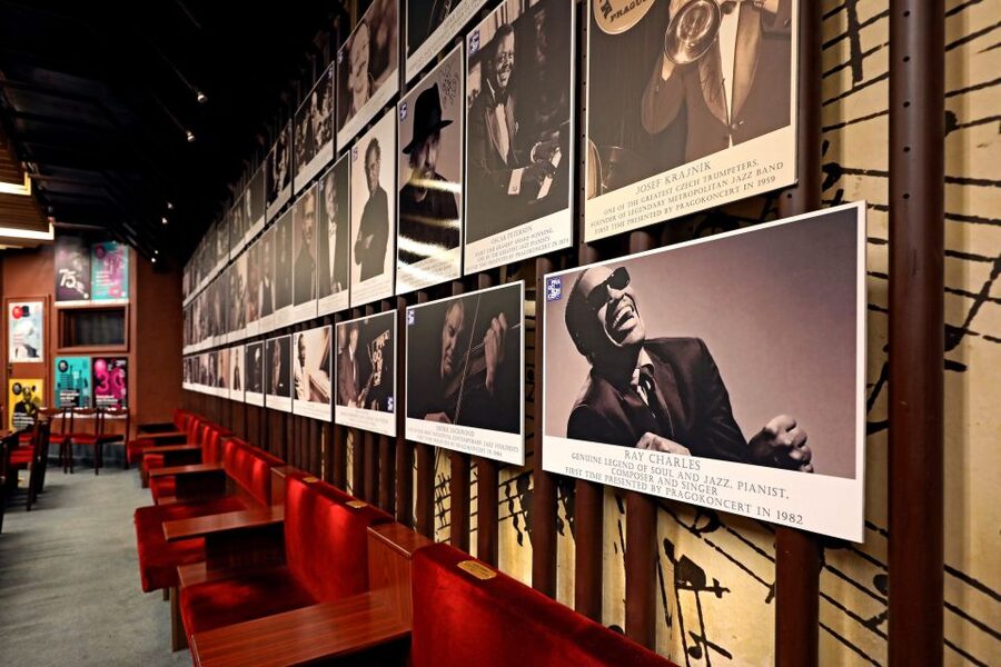 Prague: Concert at Reduta Jazz Club - Inside the Saxophone Bar: the golden-saxophone beer moment
