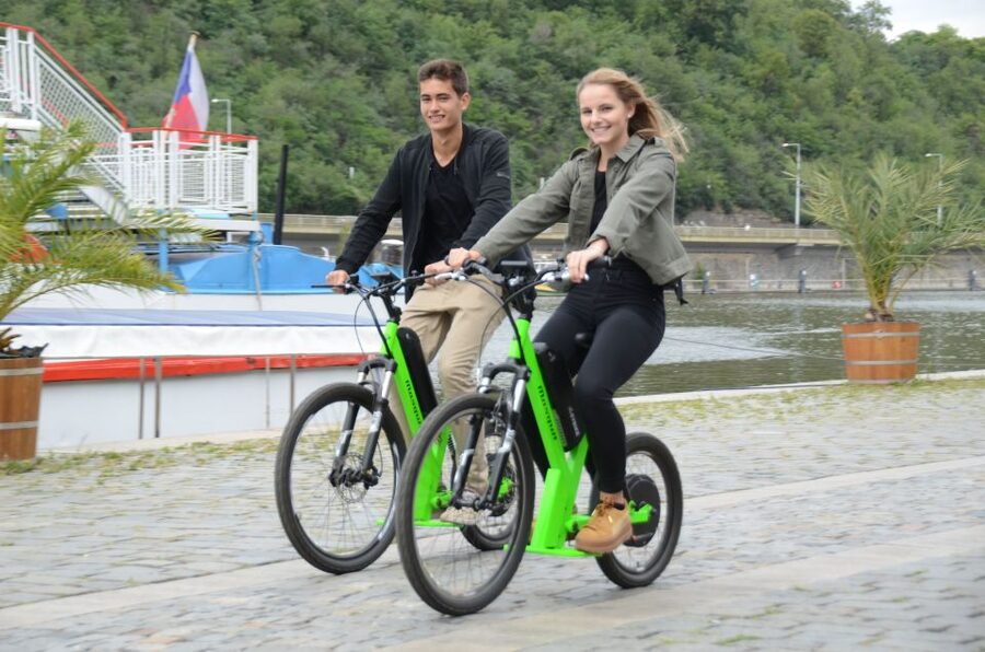 Prague: Electric Scooter & Cruiser Fat eBike Rental - Picking Up Your e-Scooter by Charles Bridge