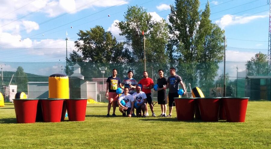 Prague : Giant Foot Darts and Giant Beer Pong Game - Welcome Drink and Safety Briefing Before Anyone Starts Tossing Balls