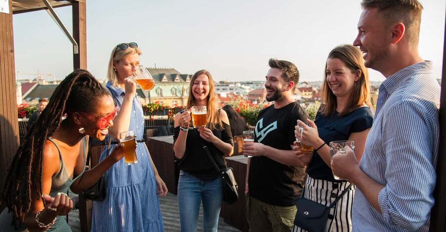 Prague: Local Pub Walking Tour with 5 Beers - Kafka Rotating Head: the easiest start point in central Prague
