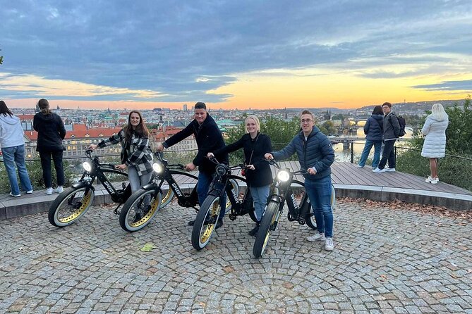 Prague on Stylish Retro styled E-Bike - Viewpoints & Sightseeing - Charles Bridge by Bike, With a Story Stop Along the River