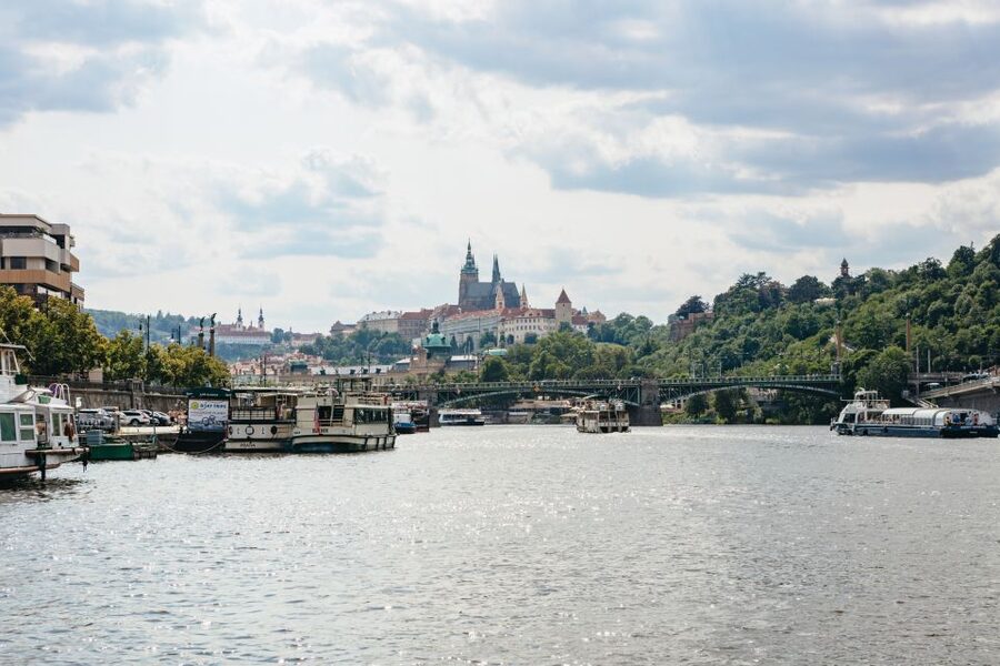 Prague: Swimming Beer Bike on A Cycle Boat - The postcard moment: Charles Bridge, National Theater, and Štvanice Island