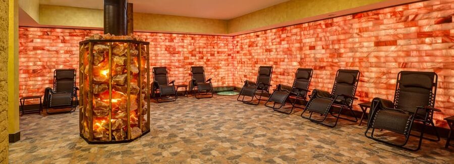 Prague: The Largest Beer SPA with Unlimited Beer Consumption - The salt cave: birch branches, saline air, and fireplace calm