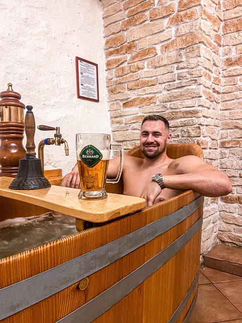 Prague: Ungelt Bernard Beer Spa with Beer & Optional Massage - Arriving at the Reception, Then Into Your Own Beer Bath Room