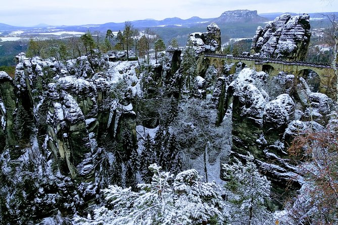 Terezin & Bohemian Switzerland from Prague: Bastei, Narnia & Café - Winter version: Dresden for architecture and Advent markets (Nov to Jan)