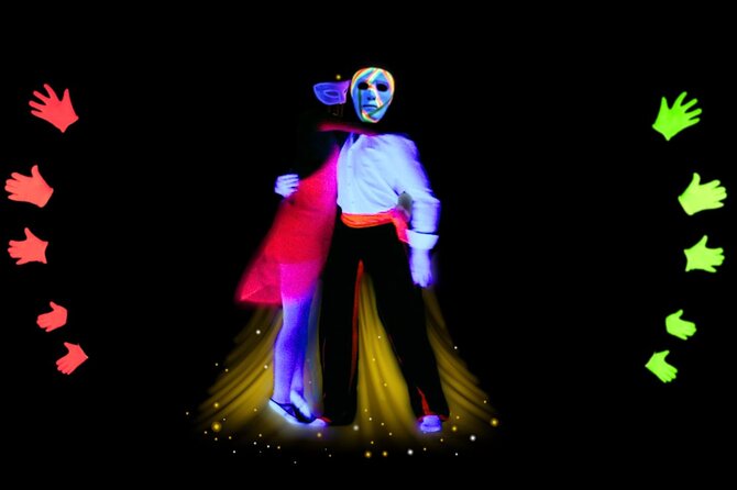 Underground Black Light Theatre Interactive Show in Prague - Black light theatre plus film projections: how you follow the story without words