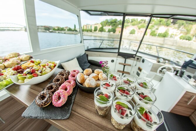 VIP Prague YachtBoat ONE Experience: All-You-Can-Drink - Panoramic Windows, Lounge Space, and Deck Time