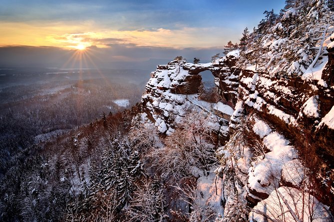 Winter Fairytale The BEST of Bohemian & Saxon Switzerland Hiking Tour - VIP Pravcicka Gate: why winter access is the whole point